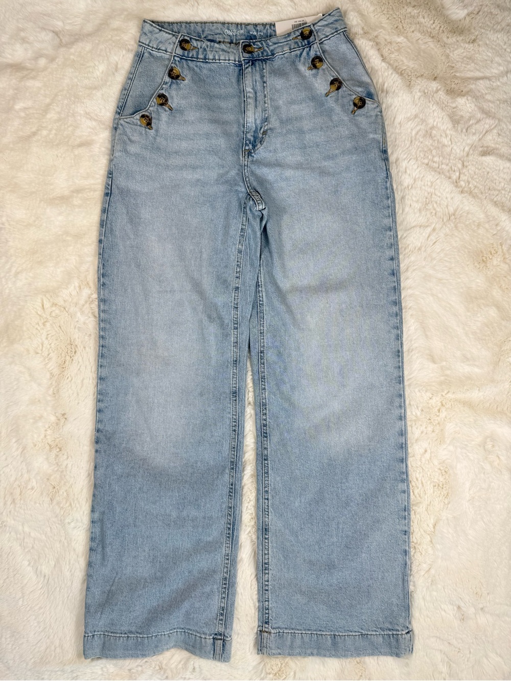 On 34th Macy's Sailor Trouser High Rise Wide Leg Light Wash Jeans Size 0S NWT